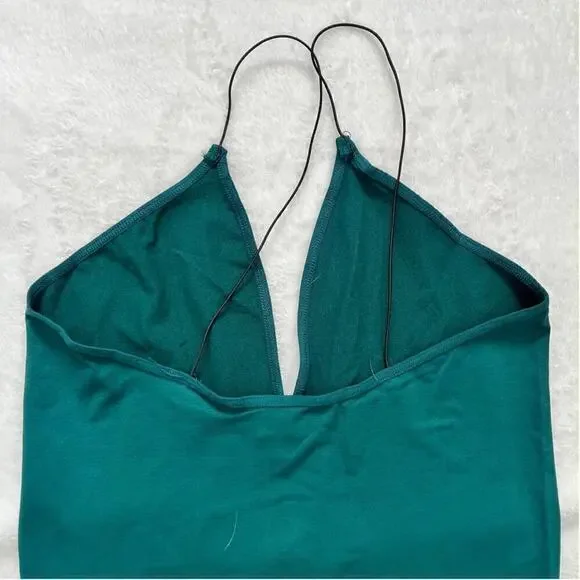 Free People Bodycon Split Neck Pullover Slim Mini Dress Green Women's Size M/L - Picture 3 of 5